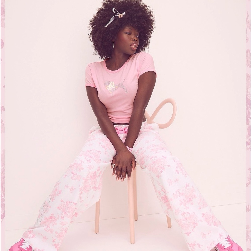 PINK X LOVESHACKFANCY bling dog tee X-small NWT - Picture 3 of 9